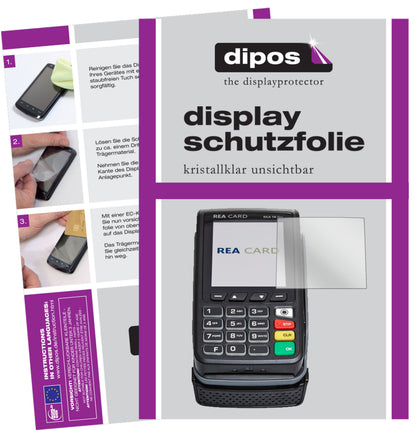 Klare Displayschutzfolie von dipos passend für REA CARD T8 flex Terminal, präziser Zuschnitt und blasenfrei montiert