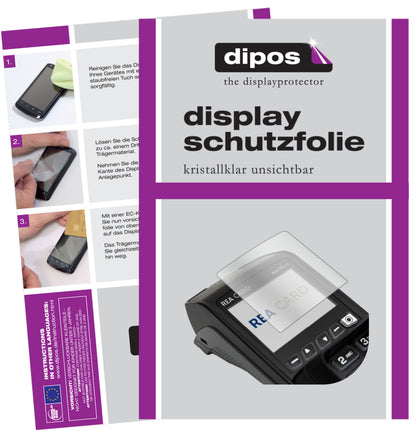 Klare Displayschutzfolie von dipos passend für REA CARD T8 pro Terminal, präziser Zuschnitt und blasenfrei montiert