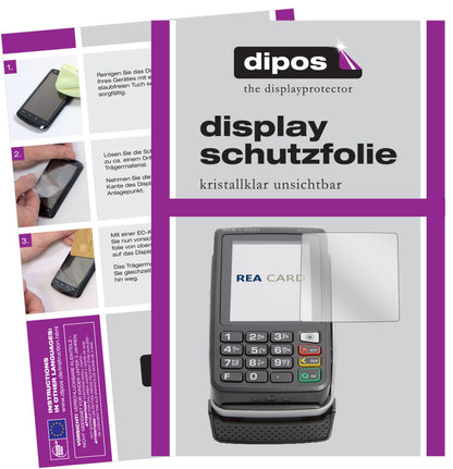 Klare Displayschutzfolie von dipos passend für REA CARD T9 flex Terminal, präziser Zuschnitt und blasenfrei montiert