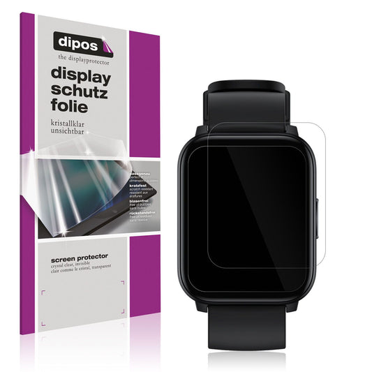 Klare Displayschutzfolie von dipos passend für Realme Watch S100, präziser Zuschnitt und blasenfrei montiert