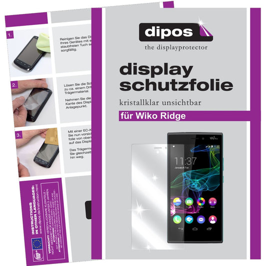 Klare Displayschutzfolie von dipos passend für Ridge 4G Wiko, präziser Zuschnitt und blasenfrei montiert