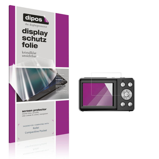 Klare Displayschutzfolie von dipos passend für Rollei Compactline Pocket, präziser Zuschnitt und blasenfrei montiert