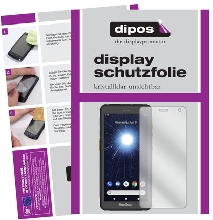 Klare Displayschutzfolie von dipos passend für RugGear RG655, präziser Zuschnitt und blasenfrei montiert