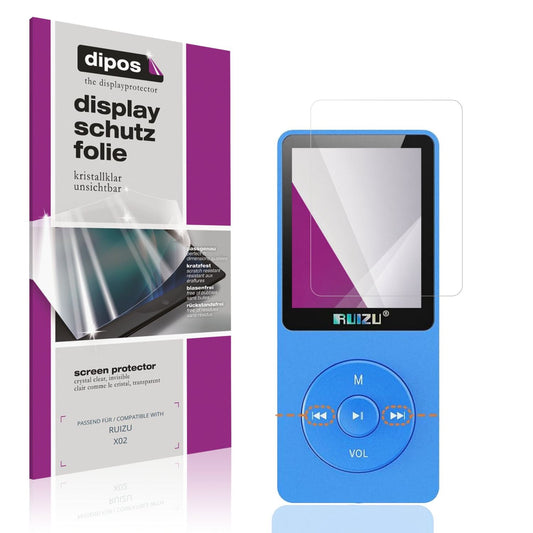 Klare Displayschutzfolie von dipos passend für RUIZU X02, präziser Zuschnitt und blasenfrei montiert