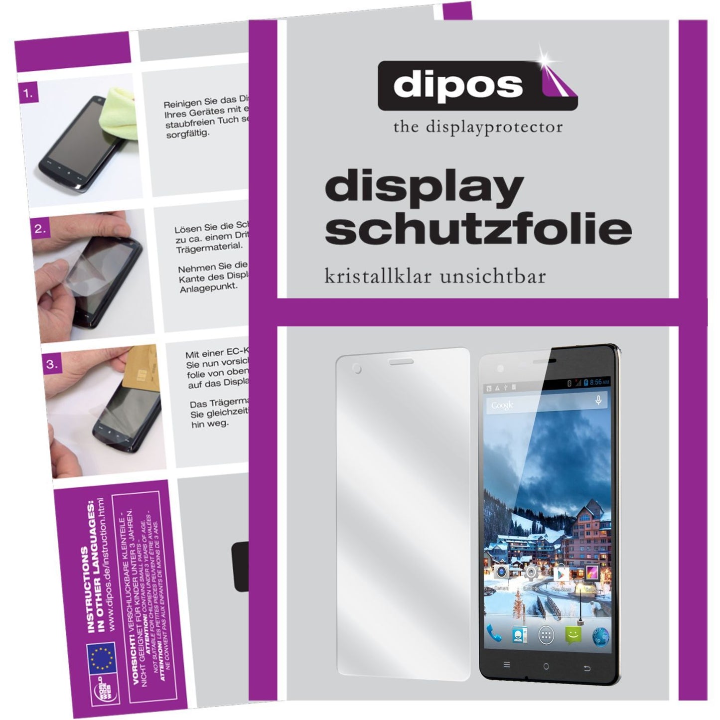 Klare Displayschutzfolie von dipos passend für S350 Cubot, präziser Zuschnitt und blasenfrei montiert