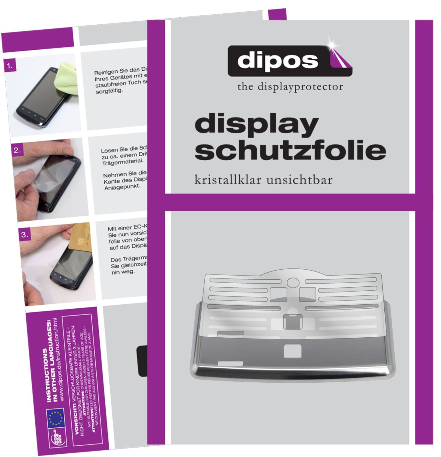 Klare Displayschutzfolie von dipos passend für SAECO PicoBaristo SM5478/10 Tropfblech, präziser Zuschnitt und blasenfrei montiert