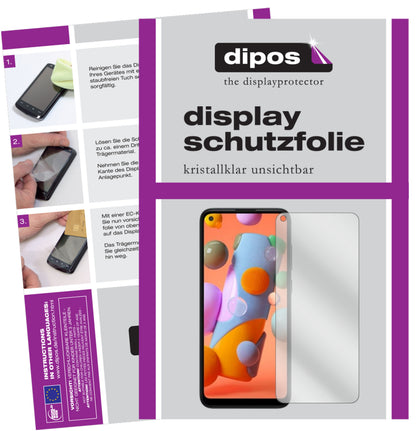 Klare Displayschutzfolie von dipos passend für Samsung Galaxy A12, präziser Zuschnitt und blasenfrei montiert