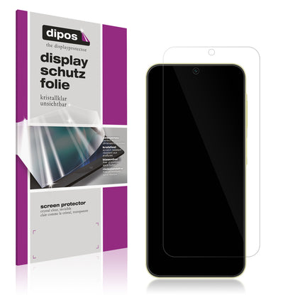 Klare Displayschutzfolie von dipos passend für Samsung Galaxy A25 5G, präziser Zuschnitt und blasenfrei montiert