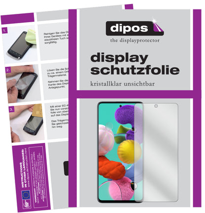 Klare Displayschutzfolie von dipos passend für Samsung Galaxy A51 5G, präziser Zuschnitt und blasenfrei montiert