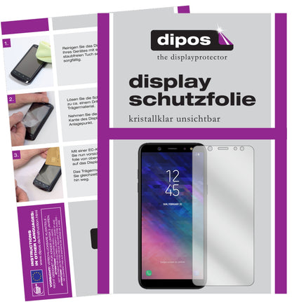 Klare Displayschutzfolie von dipos passend für Samsung Galaxy A6 Plus (2018), präziser Zuschnitt und blasenfrei montiert