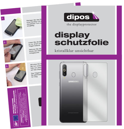 Klare Displayschutzfolie von dipos passend für Samsung Galaxy A60 Rückseite, präziser Zuschnitt und blasenfrei montiert