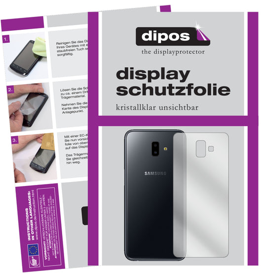 Klare Displayschutzfolie von dipos passend für Samsung Galaxy J6 Plus (2018) Rückseite, präziser Zuschnitt und blasenfrei montiert