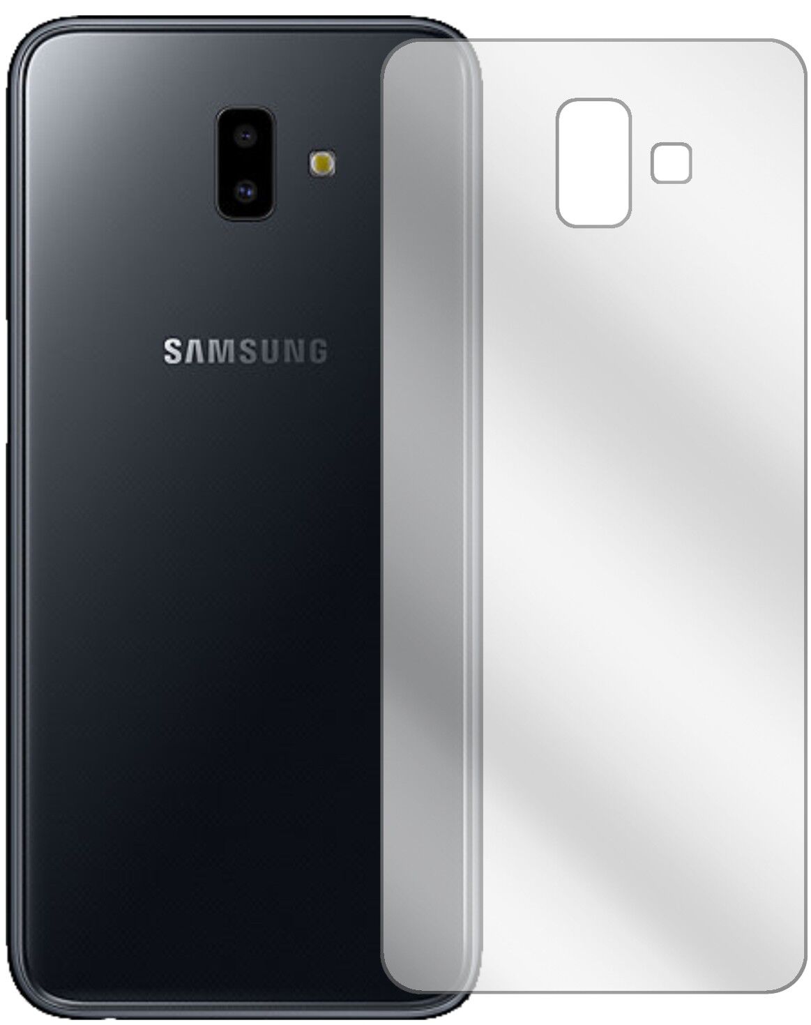 Klare Displayschutzfolie von dipos passend für Samsung Galaxy J6 Plus (2018) Rückseite, präziser Zuschnitt und blasenfrei montiert