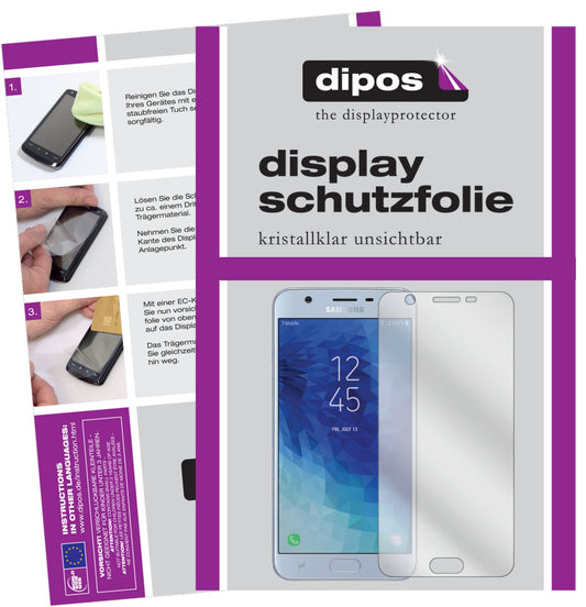 Klare Displayschutzfolie von dipos passend für Samsung Galaxy J7 Star, präziser Zuschnitt und blasenfrei montiert
