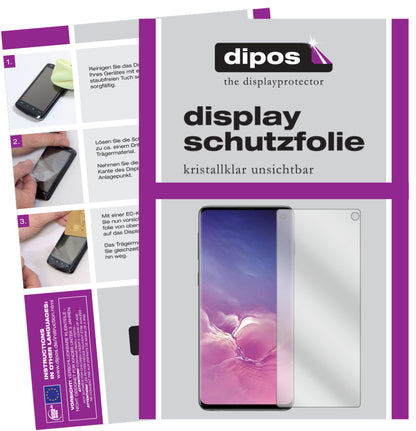 Klare Displayschutzfolie von dipos passend für Samsung Galaxy S10, präziser Zuschnitt und blasenfrei montiert