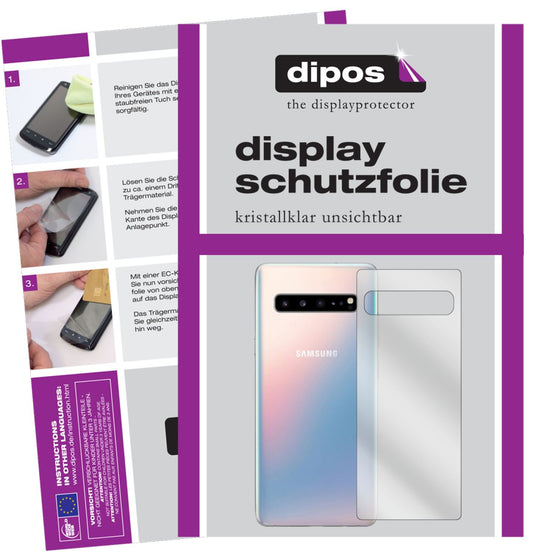 Klare Displayschutzfolie von dipos passend für Samsung Galaxy S10 5G Rückseite, präziser Zuschnitt und blasenfrei montiert