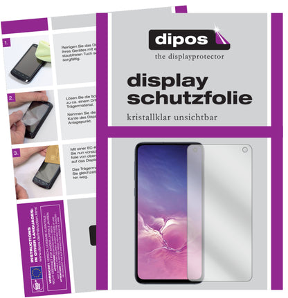 Klare Displayschutzfolie von dipos passend für Samsung Galaxy S10e, präziser Zuschnitt und blasenfrei montiert