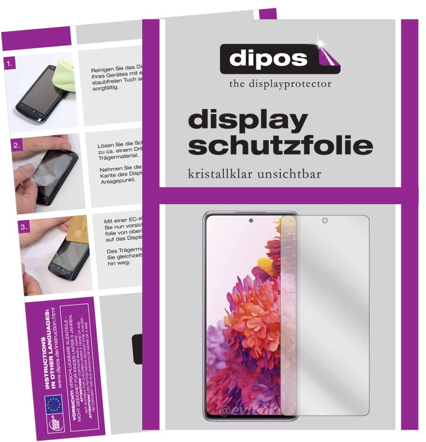 Klare Displayschutzfolie von dipos passend für Samsung Galaxy S20 FE 5G, präziser Zuschnitt und blasenfrei montiert