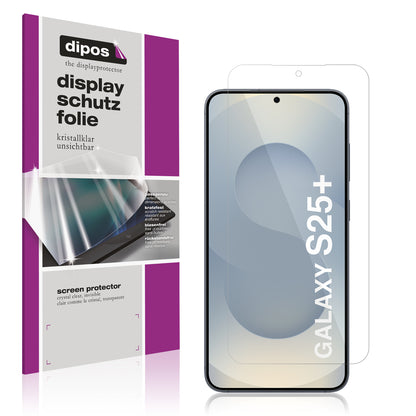 Klare Displayschutzfolie von dipos passend für Samsung Galaxy S25+, präziser Zuschnitt und blasenfrei montiert