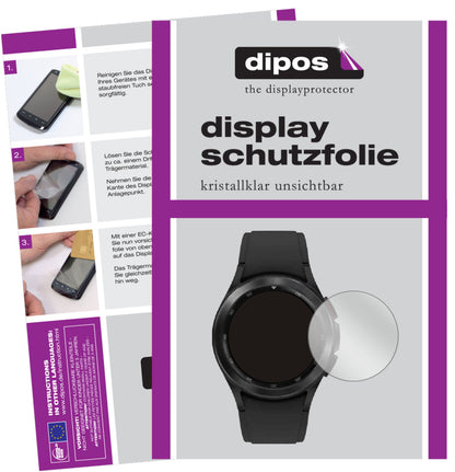 Klare Displayschutzfolie von dipos passend für Samsung Galaxy Watch 4 (40 mm), präziser Zuschnitt und blasenfrei montiert
