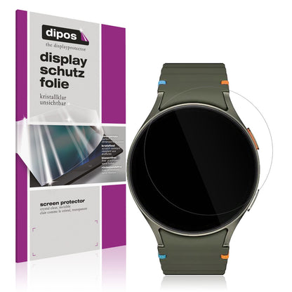 Klare Displayschutzfolie von dipos passend für Samsung Galaxy Watch 7 44mm, präziser Zuschnitt und blasenfrei montiert