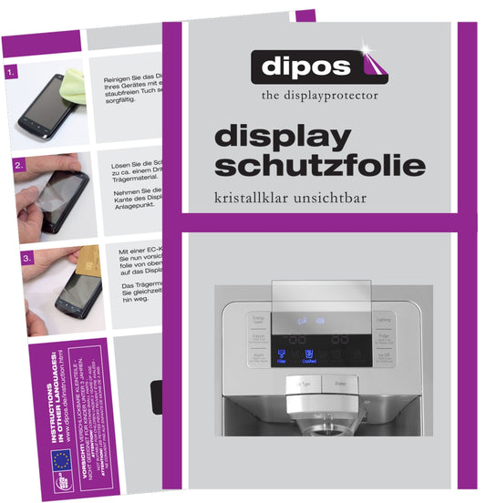 Klare Displayschutzfolie von dipos passend für Samsung RFG23UERS1/XEF, präziser Zuschnitt und blasenfrei montiert