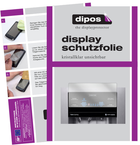 Klare Displayschutzfolie von dipos passend für Samsung RS53K4400SA / EG, präziser Zuschnitt und blasenfrei montiert