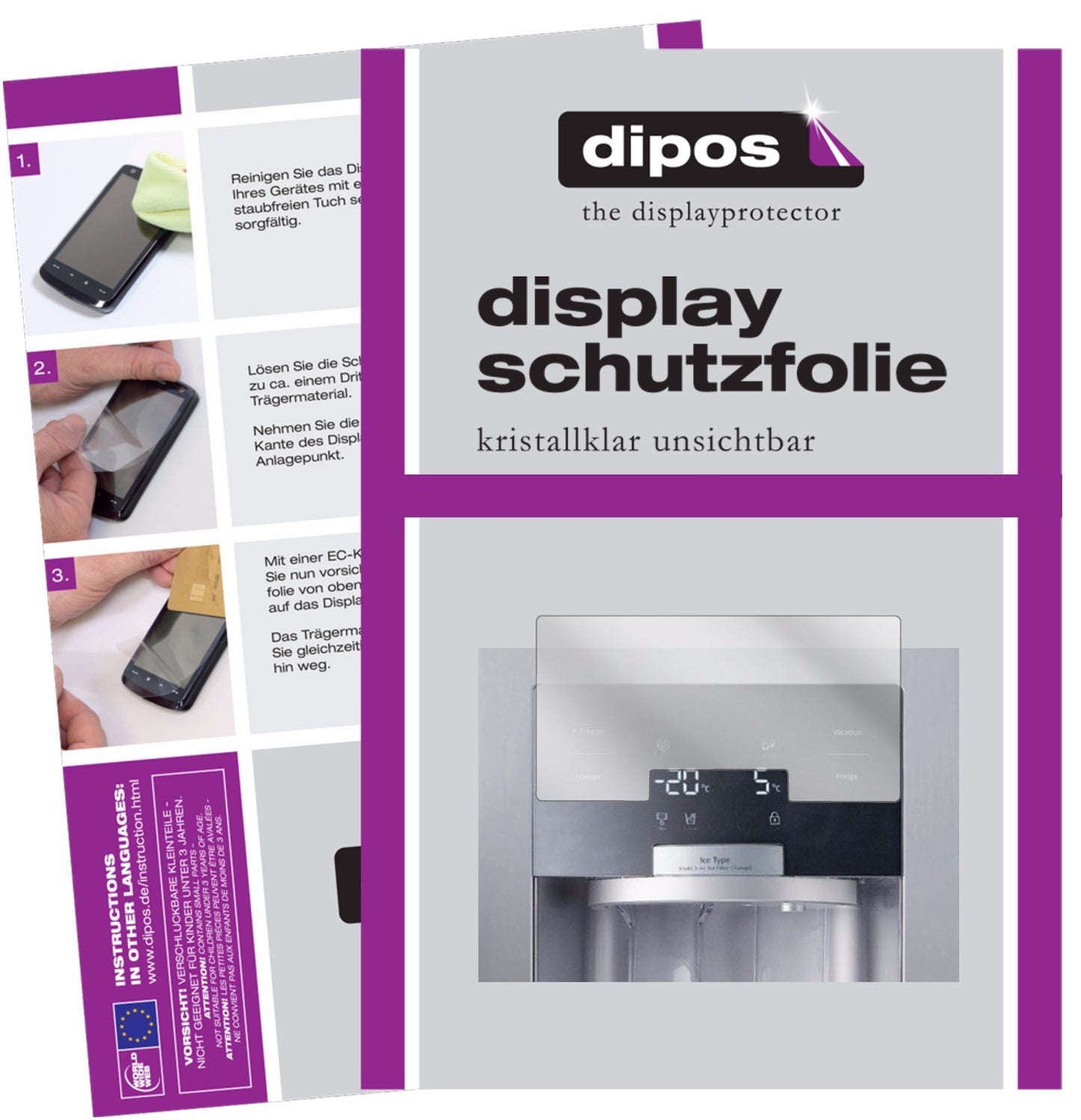 Klare Displayschutzfolie von dipos passend für Samsung RS7778FHCSLEF, präziser Zuschnitt und blasenfrei montiert