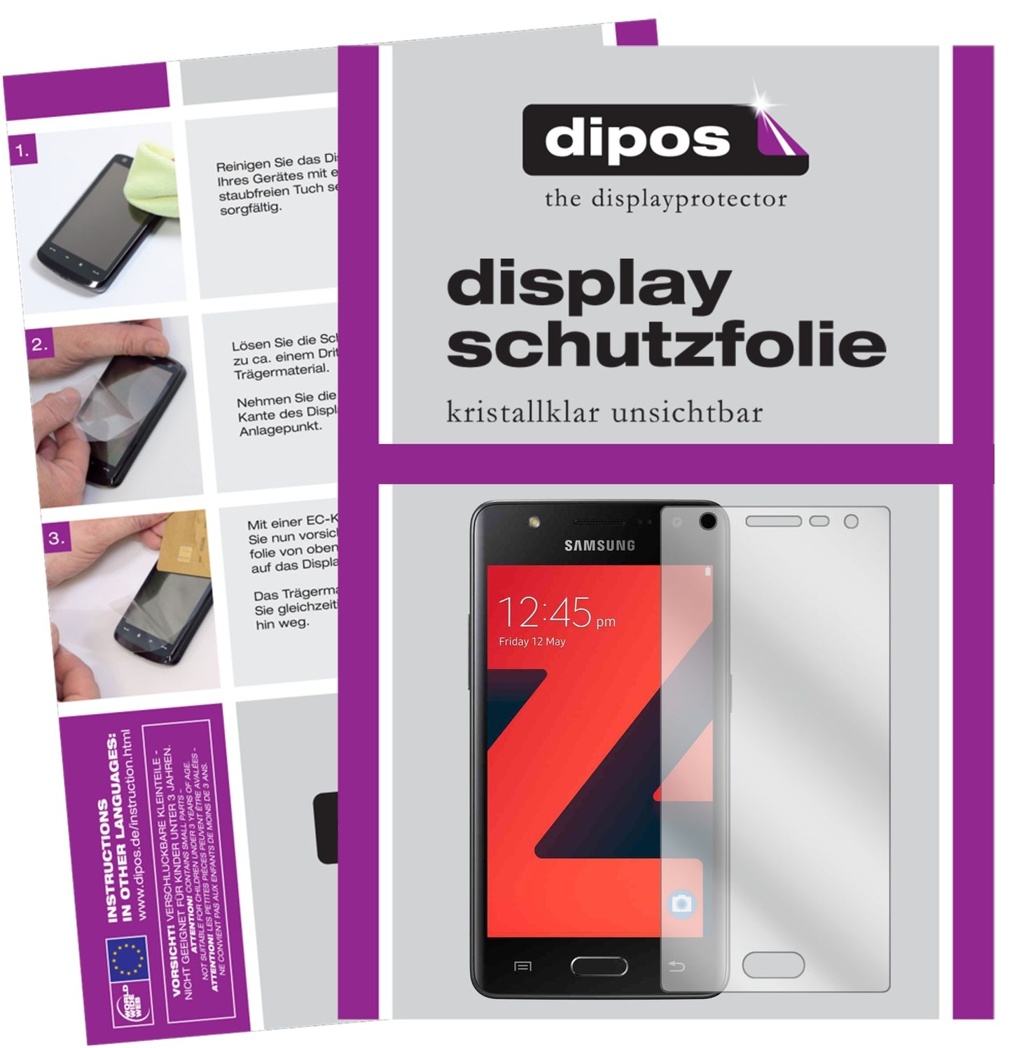 Klare Displayschutzfolie von dipos passend für Samsung Z4, präziser Zuschnitt und blasenfrei montiert