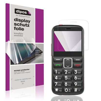 Klare Displayschutzfolie von dipos passend für Senzo Z1, präziser Zuschnitt und blasenfrei montiert