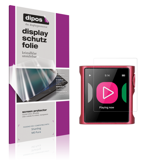 Klare Displayschutzfolie von dipos passend für Shanling M0 Pura, präziser Zuschnitt und blasenfrei montiert