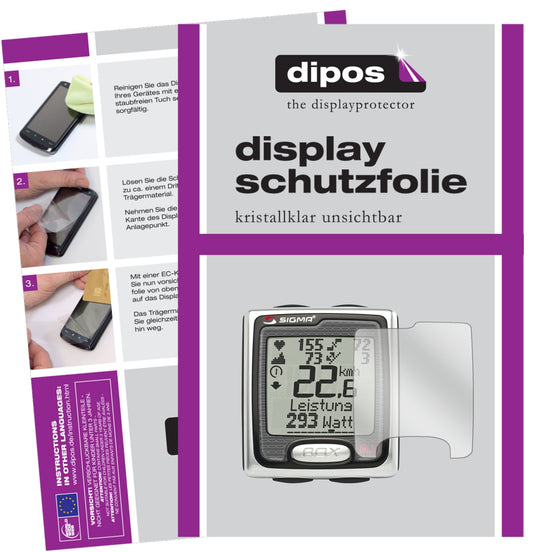 Klare Displayschutzfolie von dipos passend für Sigma Rox 9.1, präziser Zuschnitt und blasenfrei montiert