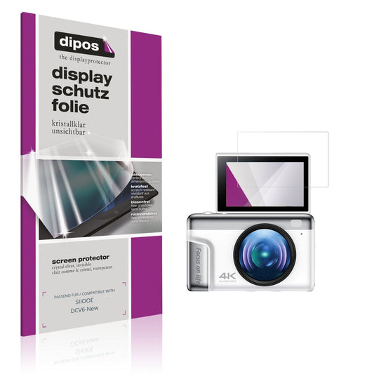 Klare Displayschutzfolie von dipos passend für SIIOOE DCV6-New, präziser Zuschnitt und blasenfrei montiert