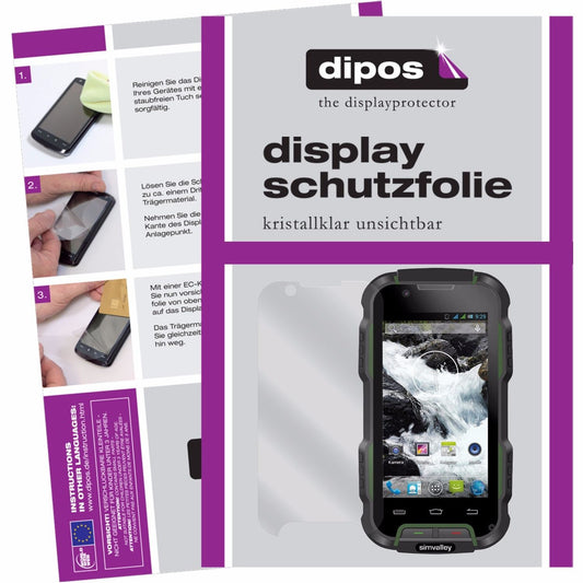 Klare Displayschutzfolie von dipos passend für Simvalley Mobile Outdoor, präziser Zuschnitt und blasenfrei montiert
