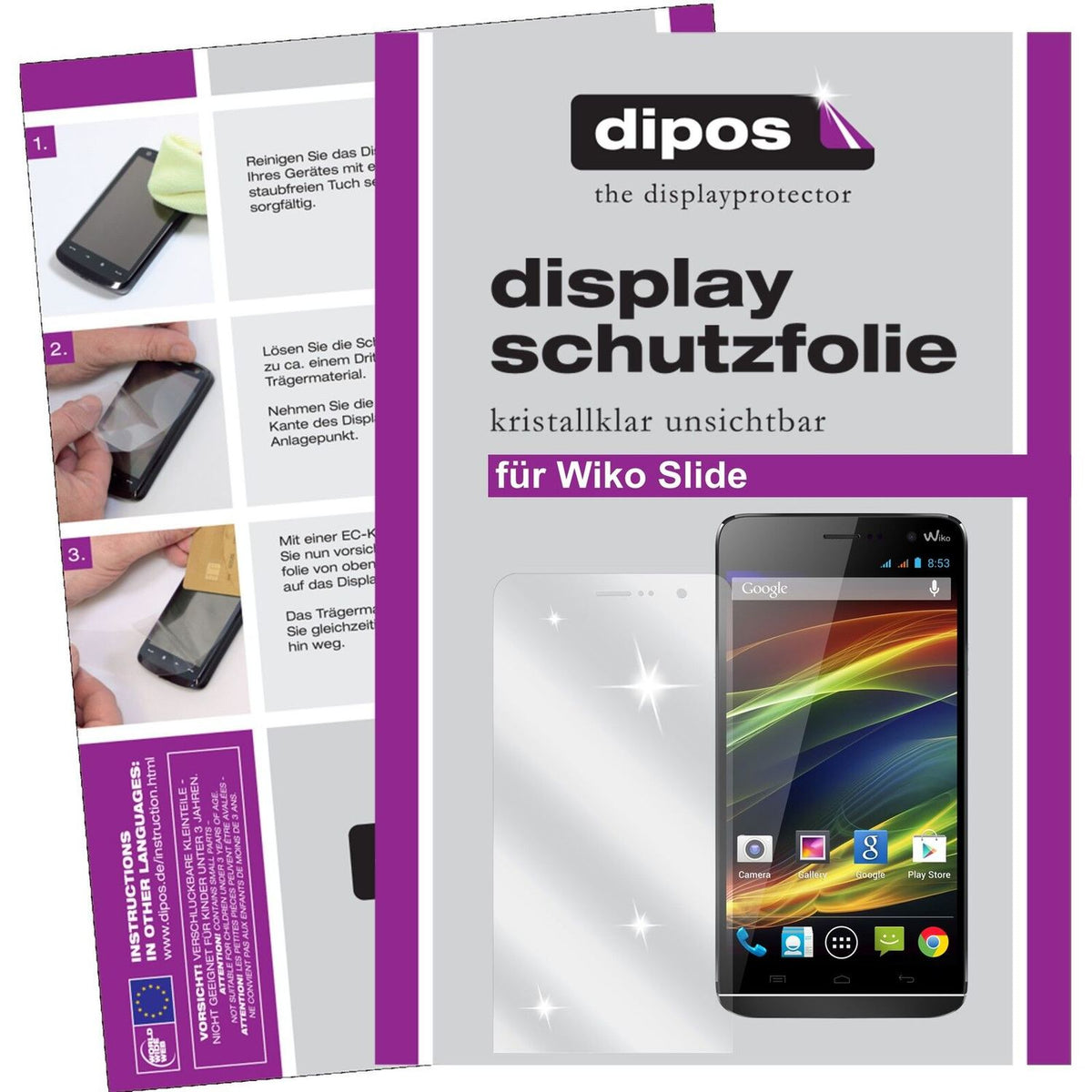 Klare Displayschutzfolie von dipos passend für Slide Wiko, präziser Zuschnitt und blasenfrei montiert