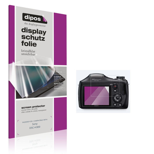 Klare Displayschutzfolie von dipos passend für Sony DSC-H300, präziser Zuschnitt und blasenfrei montiert