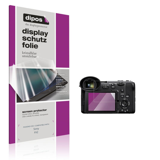 Klare Displayschutzfolie von dipos passend für Sony FX2, präziser Zuschnitt und blasenfrei montiert