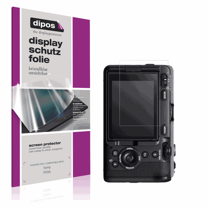 Klare Displayschutzfolie von dipos passend für Sony FX3A, präziser Zuschnitt und blasenfrei montiert