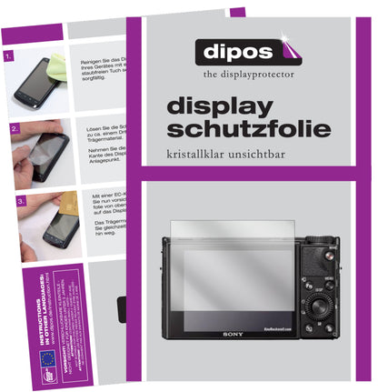 Klare Displayschutzfolie von dipos passend für Sony RX100 VII, präziser Zuschnitt und blasenfrei montiert