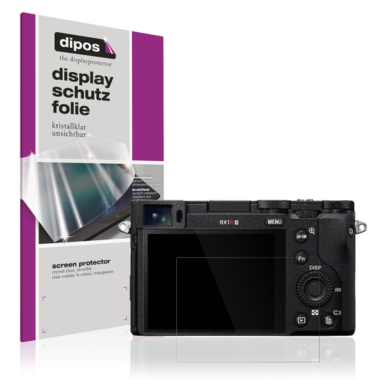 Klare Displayschutzfolie von dipos passend für Sony RX1R III, präziser Zuschnitt und blasenfrei montiert