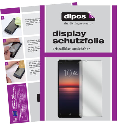 Klare Displayschutzfolie von dipos passend für Sony Xperia 1 II, präziser Zuschnitt und blasenfrei montiert