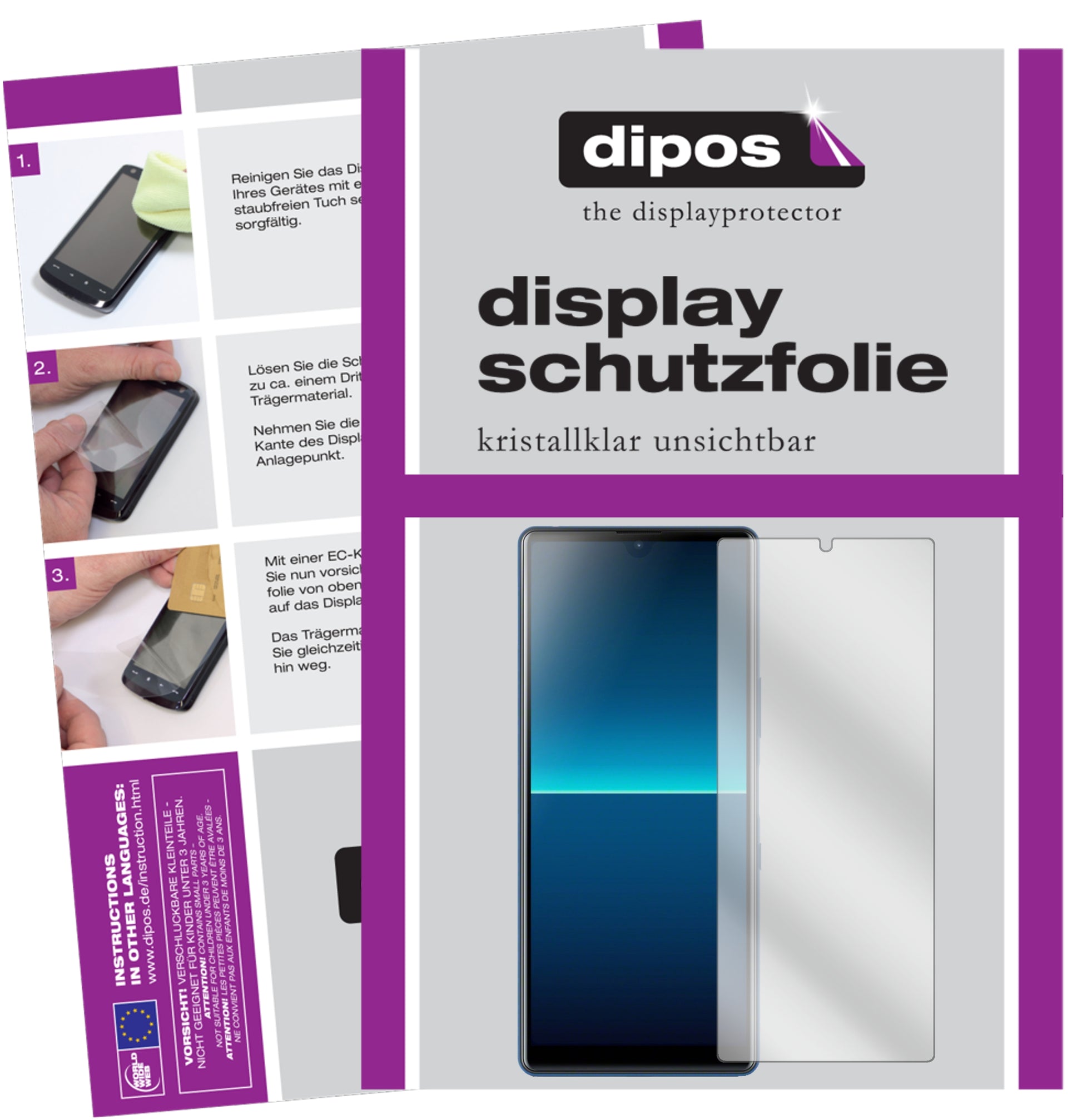 Klare Displayschutzfolie von dipos passend für Sony Xperia L4, präziser Zuschnitt und blasenfrei montiert