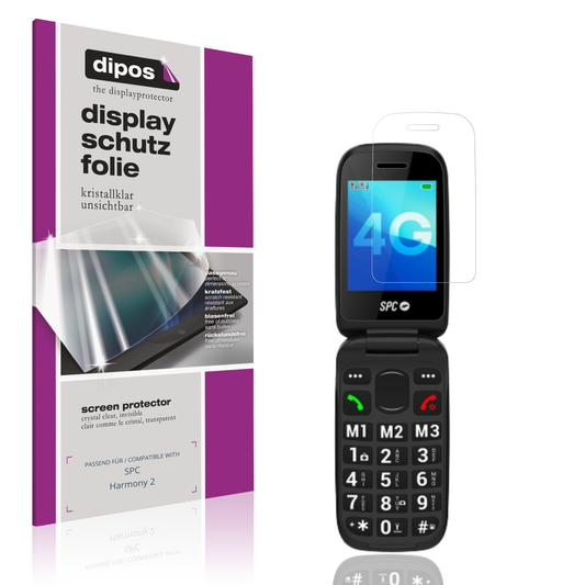 Klare Displayschutzfolie von dipos passend für SPC Harmony 2, präziser Zuschnitt und blasenfrei montiert