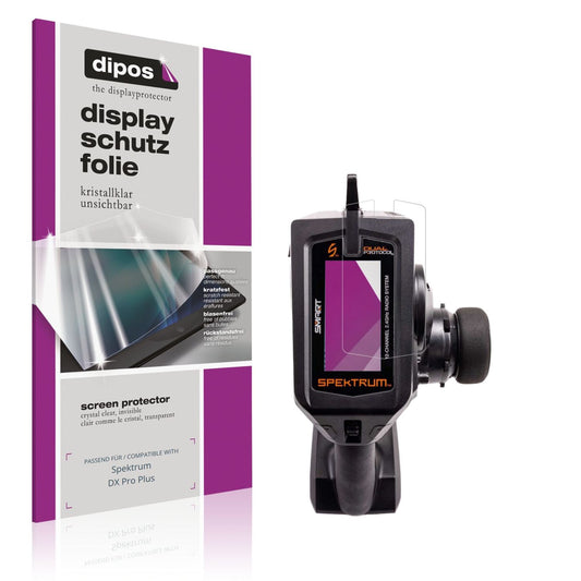 Klare Displayschutzfolie von dipos passend für Spektrum DX Pro Plus, präziser Zuschnitt und blasenfrei montiert