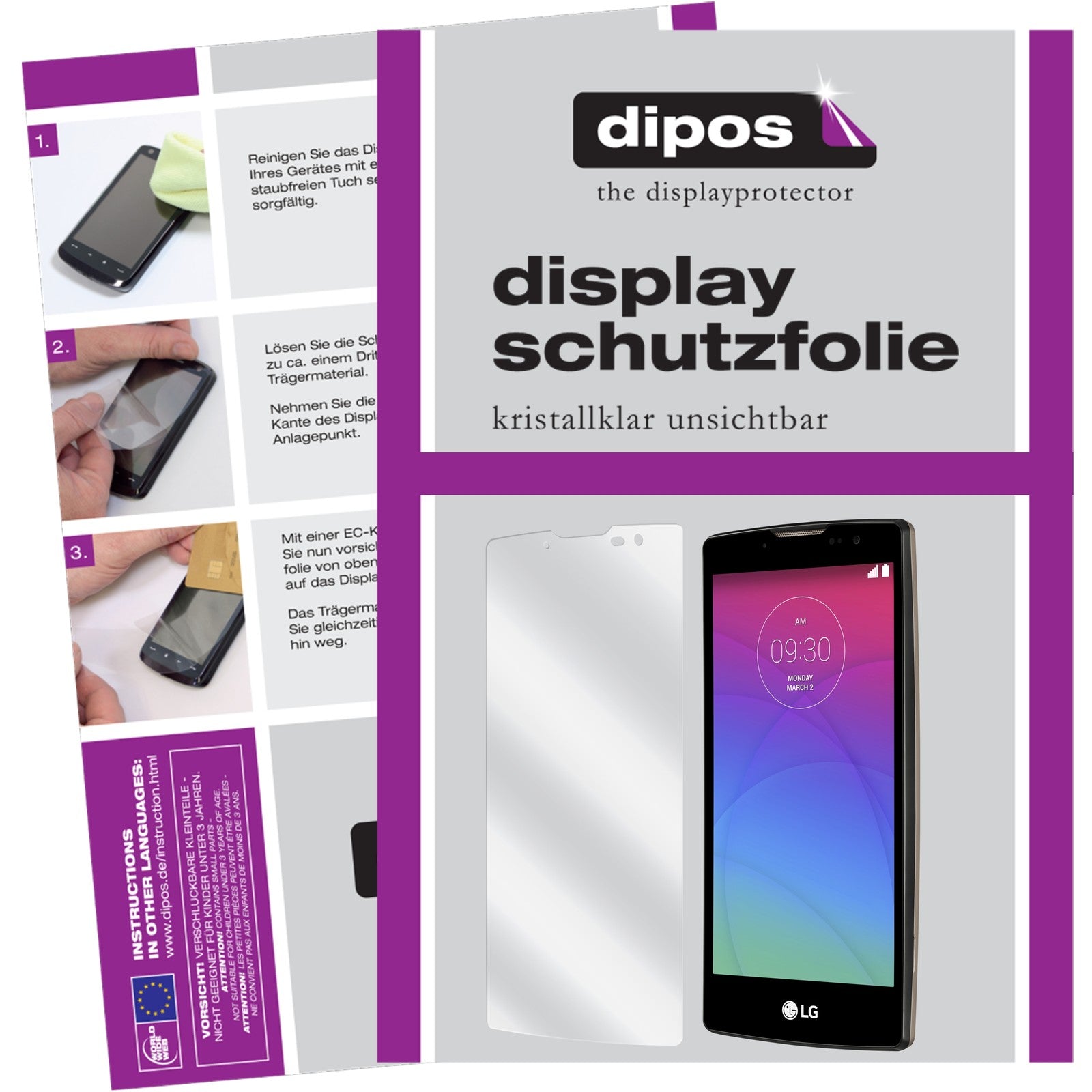 Klare Displayschutzfolie von dipos passend für Spirit LG, präziser Zuschnitt und blasenfrei montiert