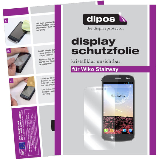Klare Displayschutzfolie von dipos passend für Stairway Wiko, präziser Zuschnitt und blasenfrei montiert