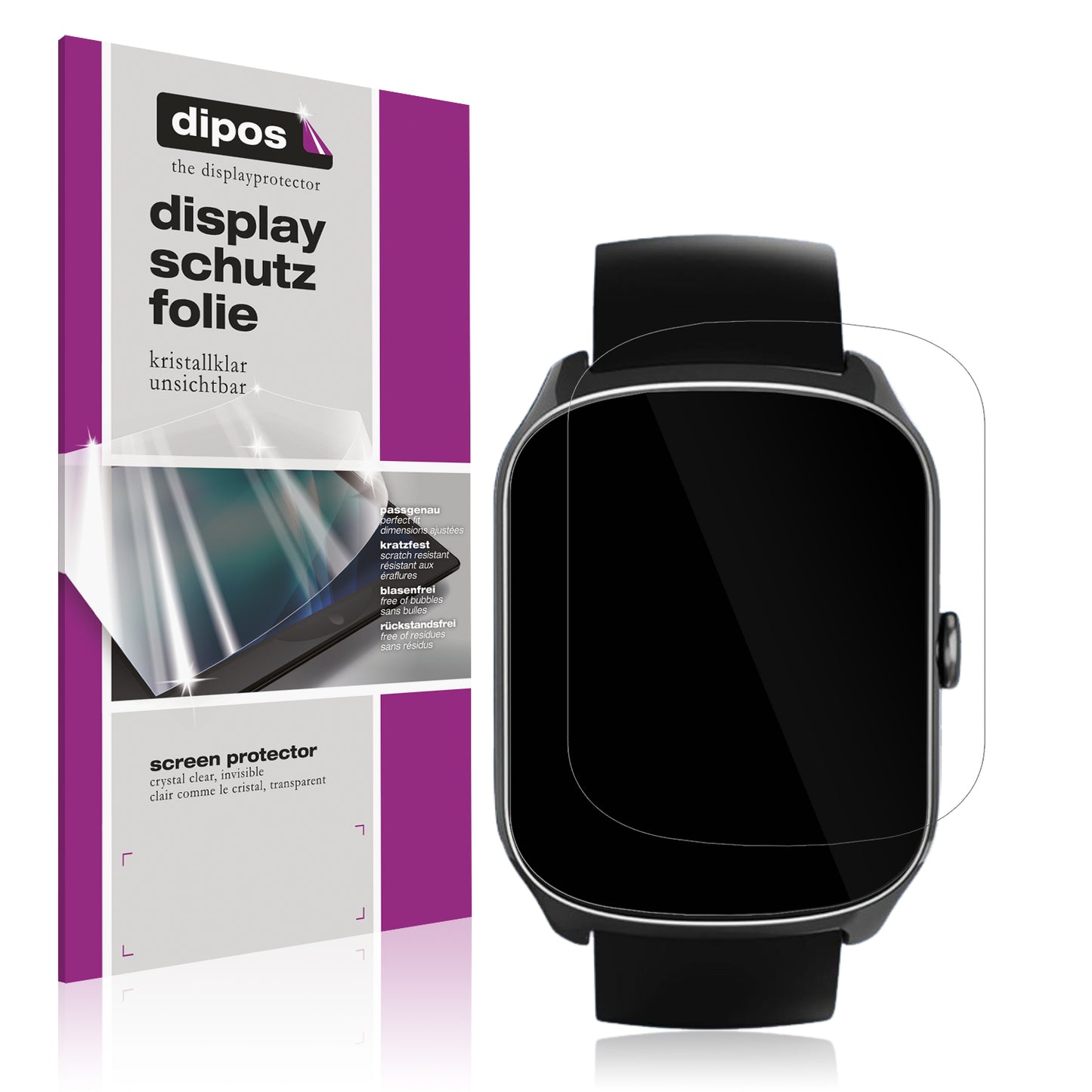 Klare Displayschutzfolie von dipos passend für Stecei S68 1.95 Zoll, präziser Zuschnitt und blasenfrei montiert
