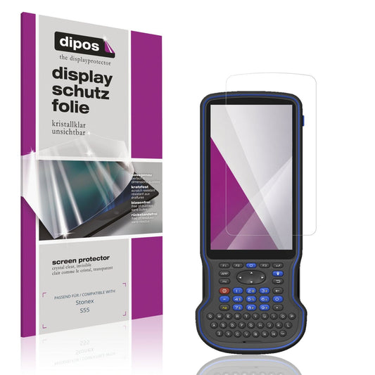 Klare Displayschutzfolie von dipos passend für Stonex S55, präziser Zuschnitt und blasenfrei montiert