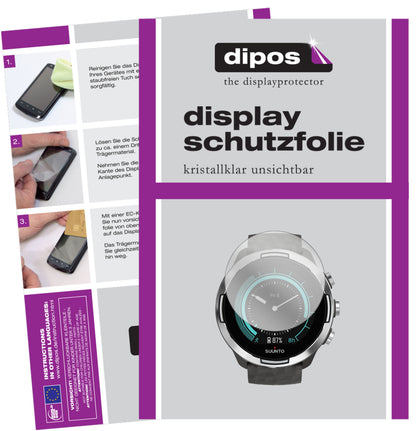 Klare Displayschutzfolie von dipos passend für Suunto 9, präziser Zuschnitt und blasenfrei montiert