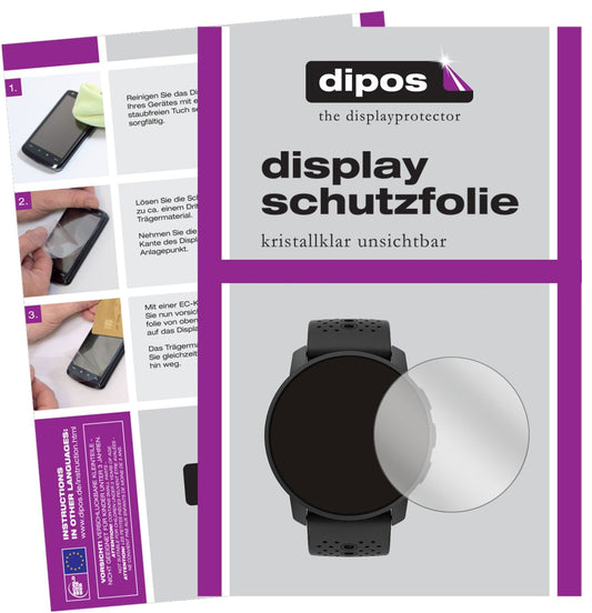 Klare Displayschutzfolie von dipos passend für Suunto 9 Peak, präziser Zuschnitt und blasenfrei montiert